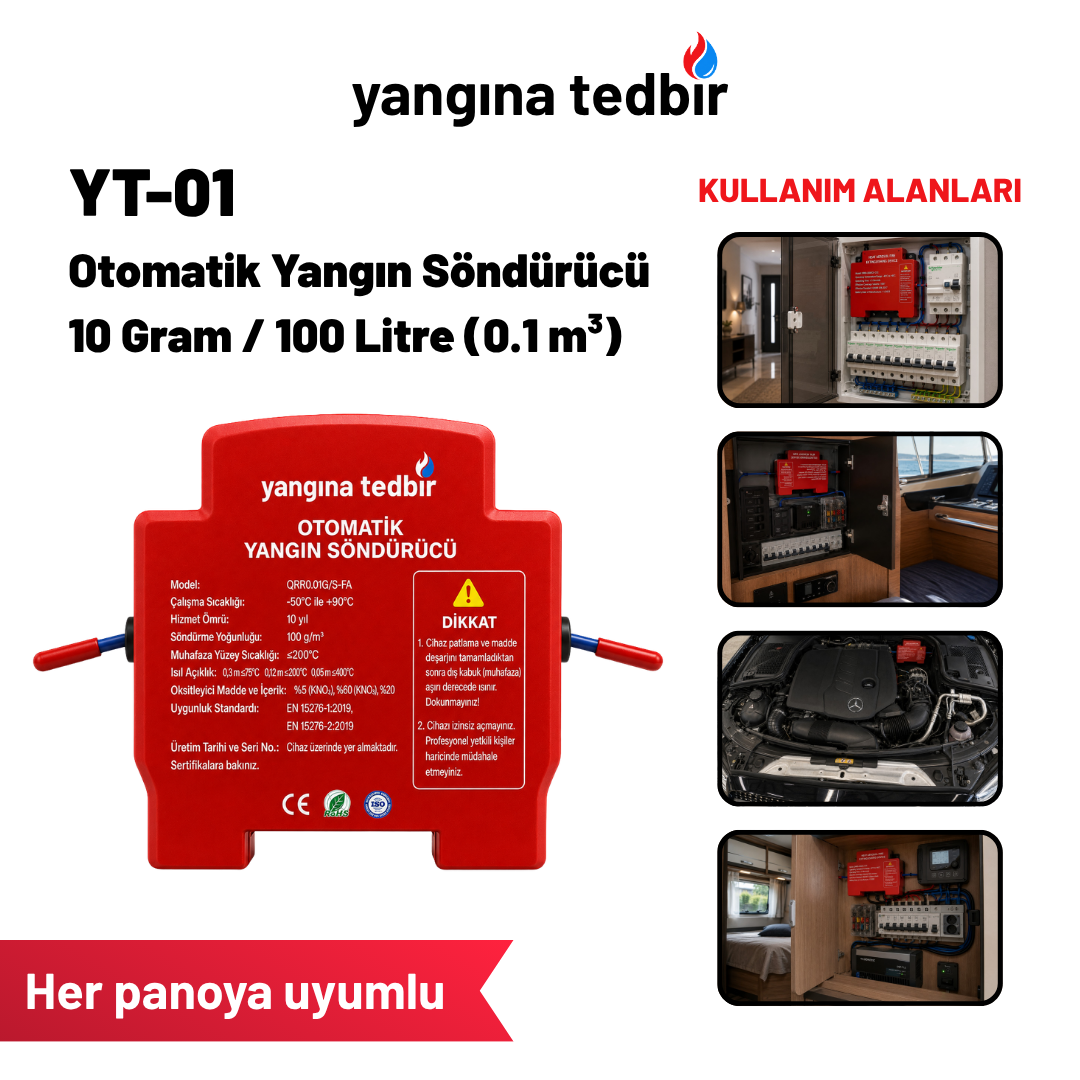YT-01 Otomatik Yangın Söndürücü – 10 Gram / 100 Litre